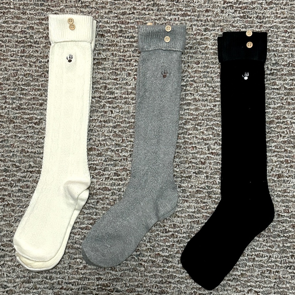 Women 3 Pairs - Bear Paw High Knee Socks